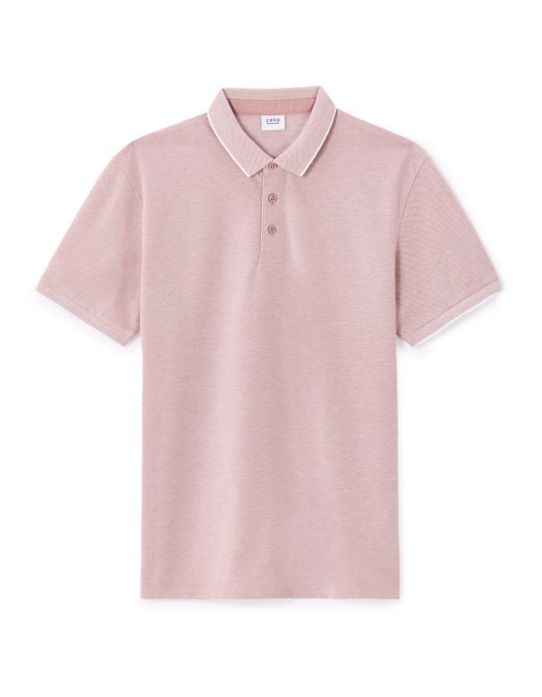 Polo regular coton mélangé - rose