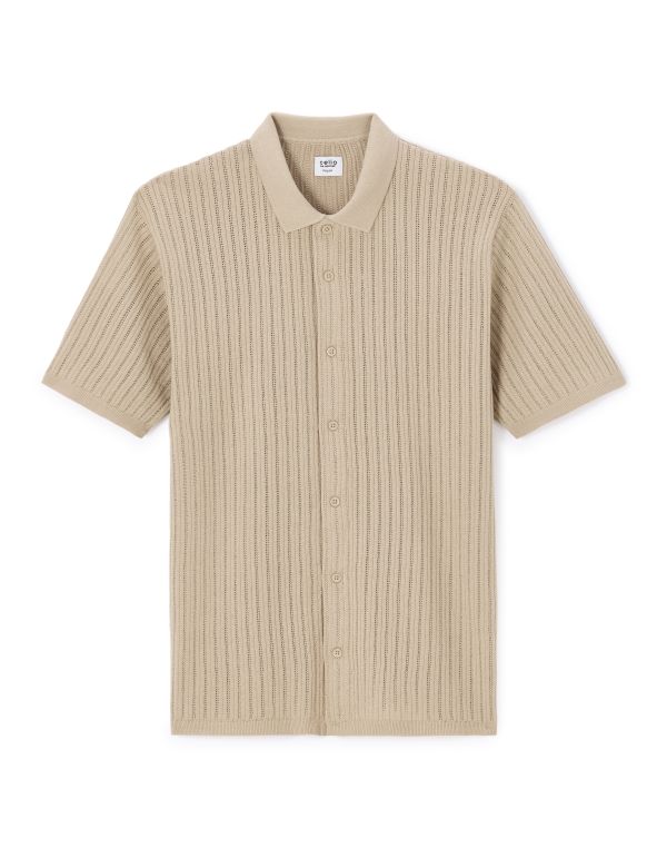 Chemisette regular en maille ajouré - beige
