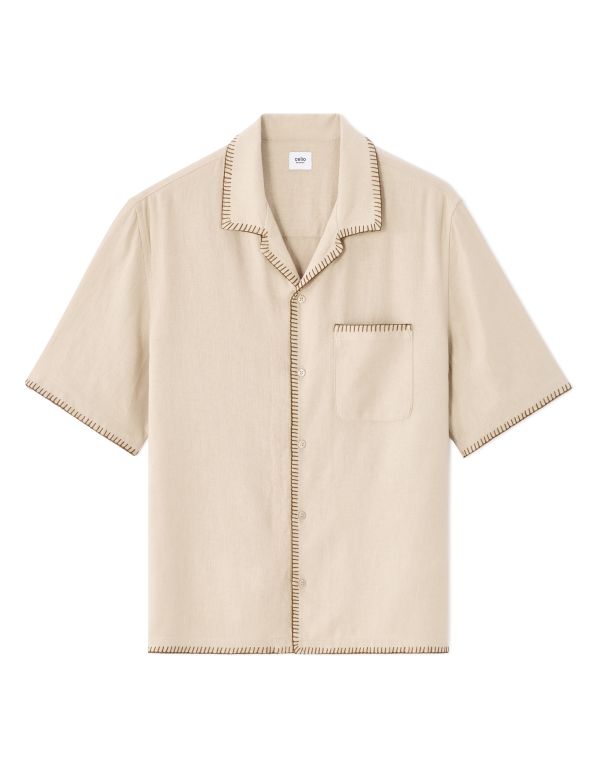 Chemisette regular en lin et viscose - beige