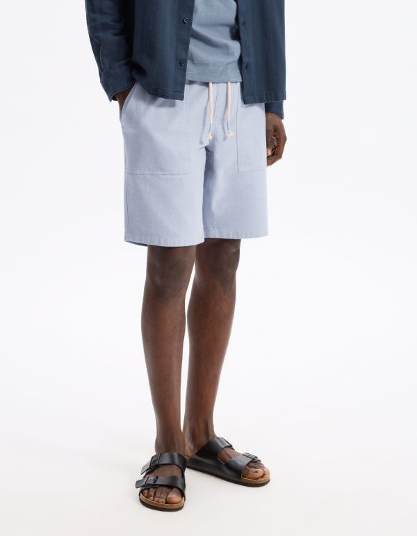 Bermuda 100% coton - bleu