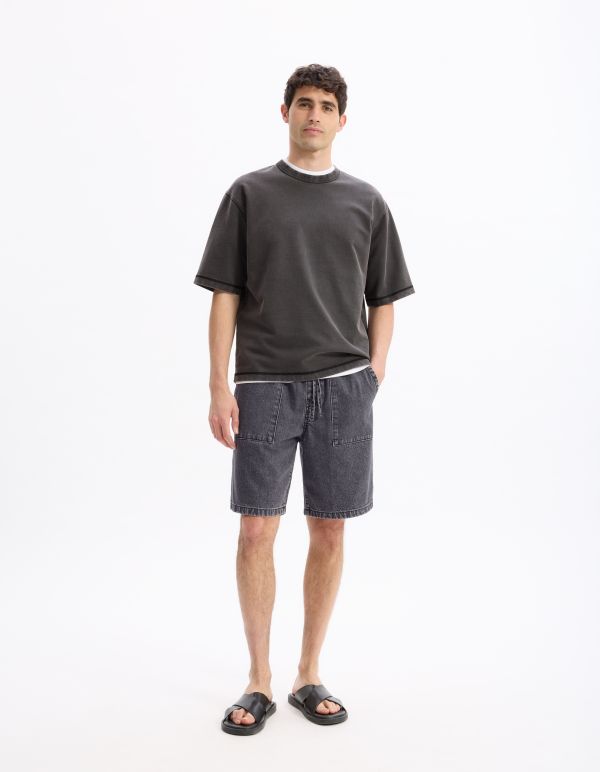 Bermuda straight en jean - noir