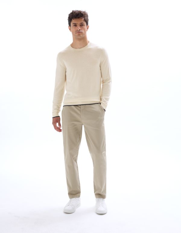 Pull col rond uni regular - écru