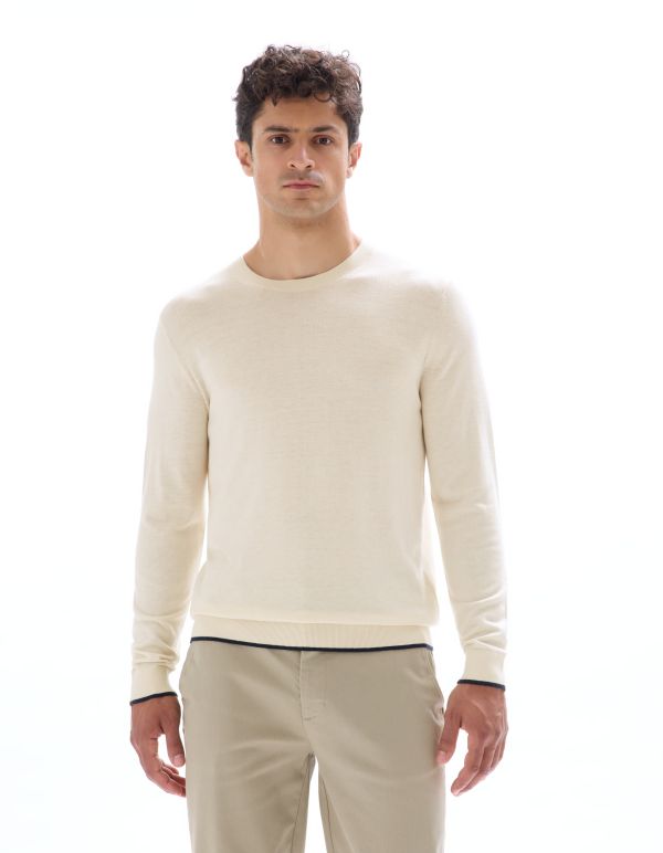 Pull col rond uni regular - écru