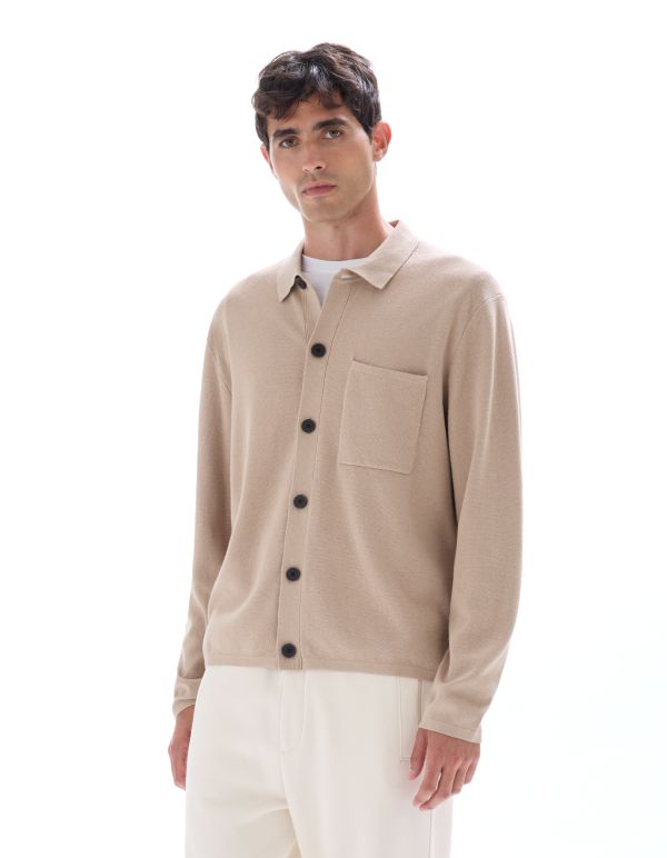 Surchemise en maille unie - beige