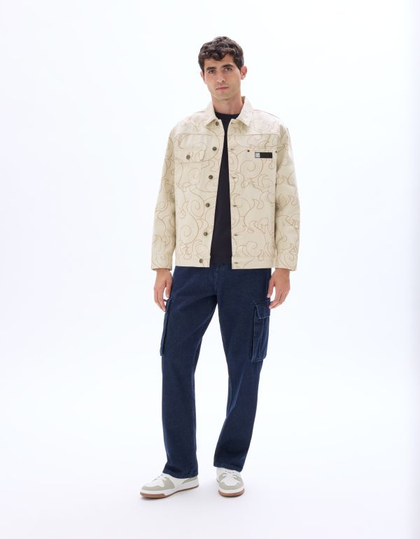 One Piece - Veste denim oversize beige