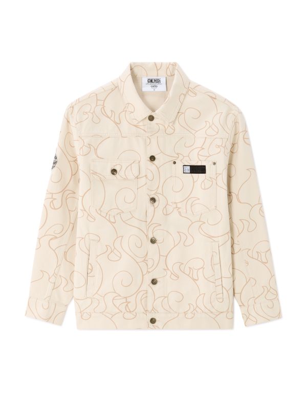 One Piece - Veste denim oversize beige
