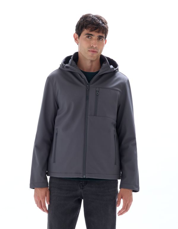 Blouson softshell à capuche - gris