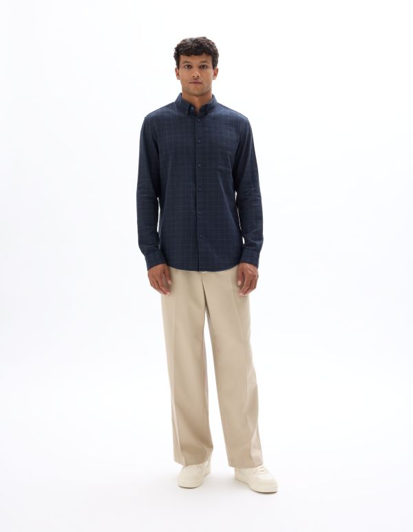 Chemise regular à carreaux en flanelle - marine