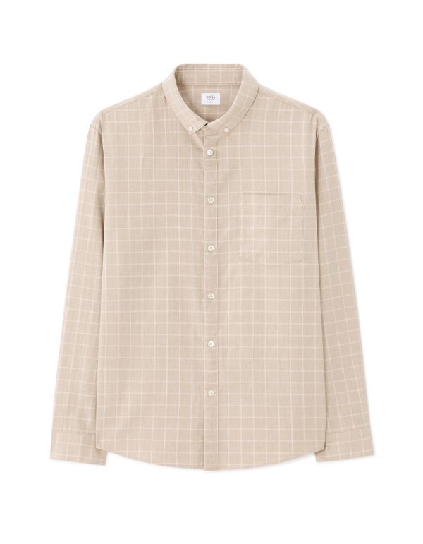 Chemise regular à carreaux en flanelle - beige