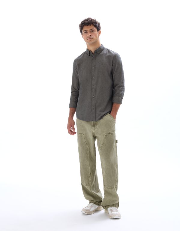 Chemise regular en flanelle  - gris