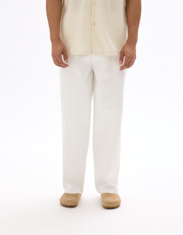 Pantalon chino baggy coton stretch - blanc