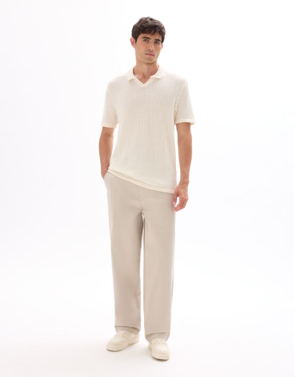 Pantalon chino baggy coton stretch - beige