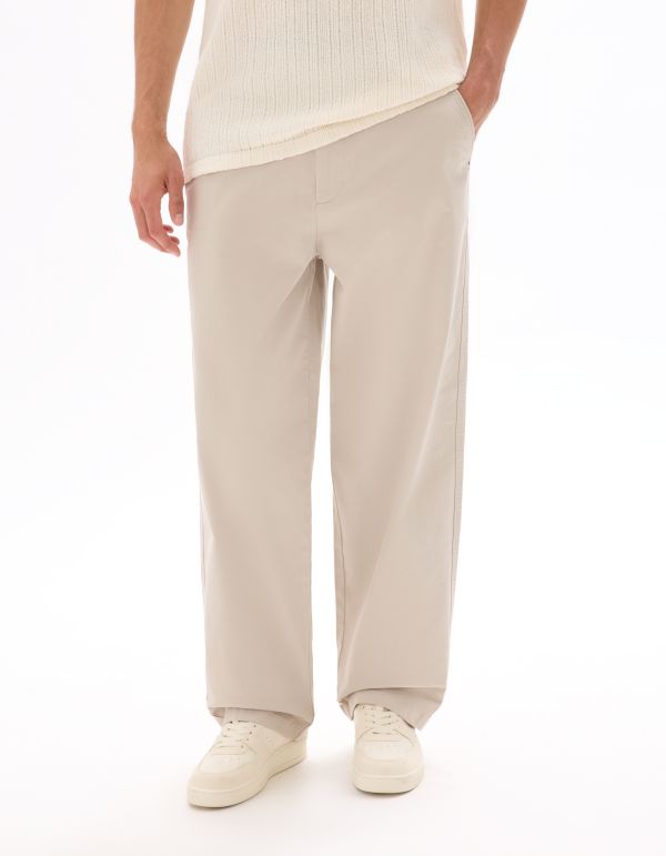Pantalon chino baggy coton stretch - beige