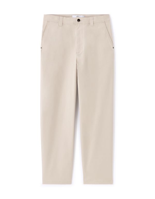 Pantalon chino baggy coton stretch - beige