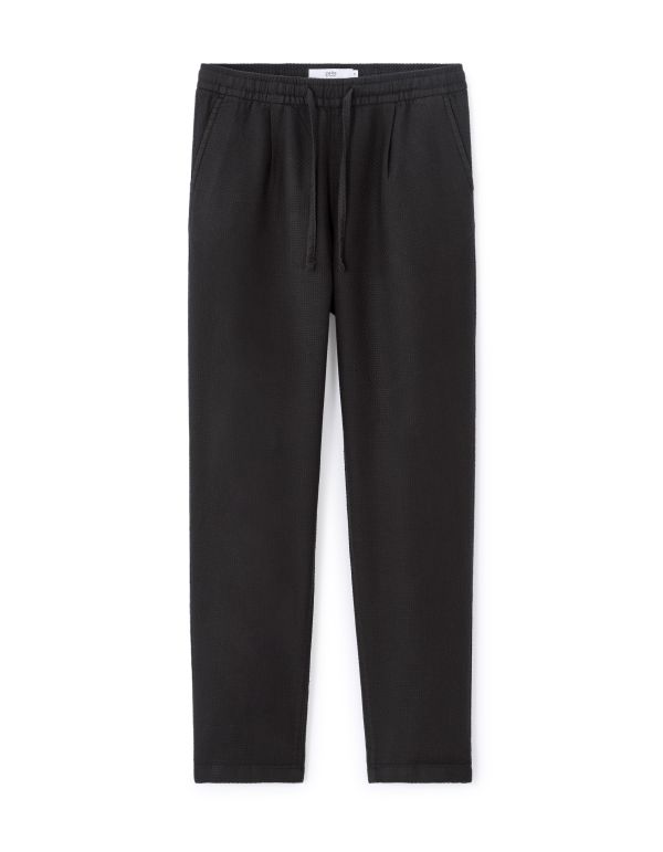 Pantalon straight texturé canvas 100% coton - noir