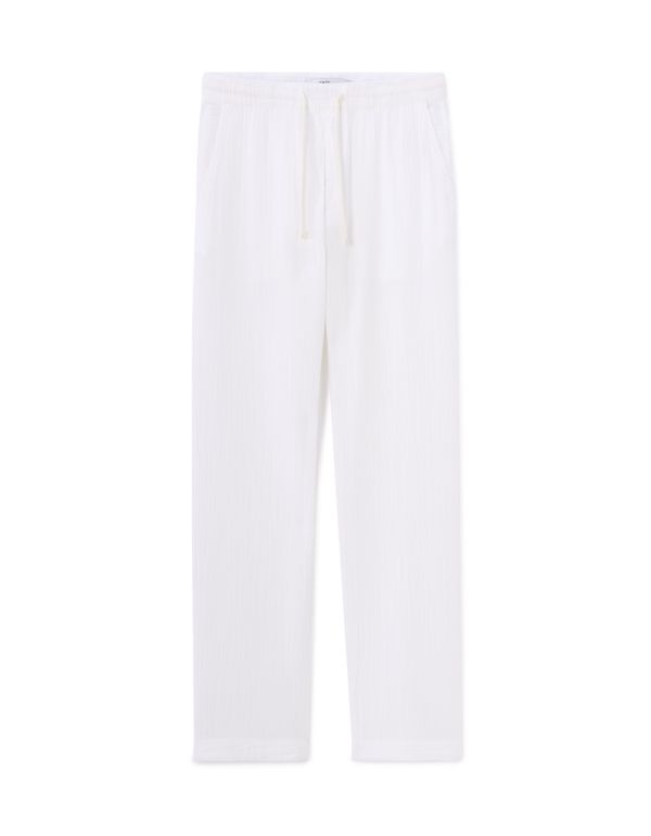 Pantalon relaxed 100% gaze de coton - blanc