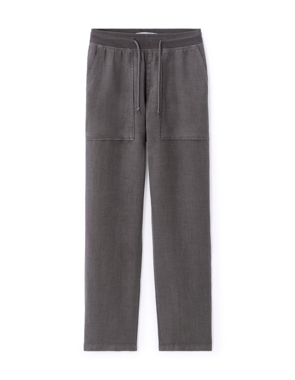 Pantalon uni 100% lin - gris foncé