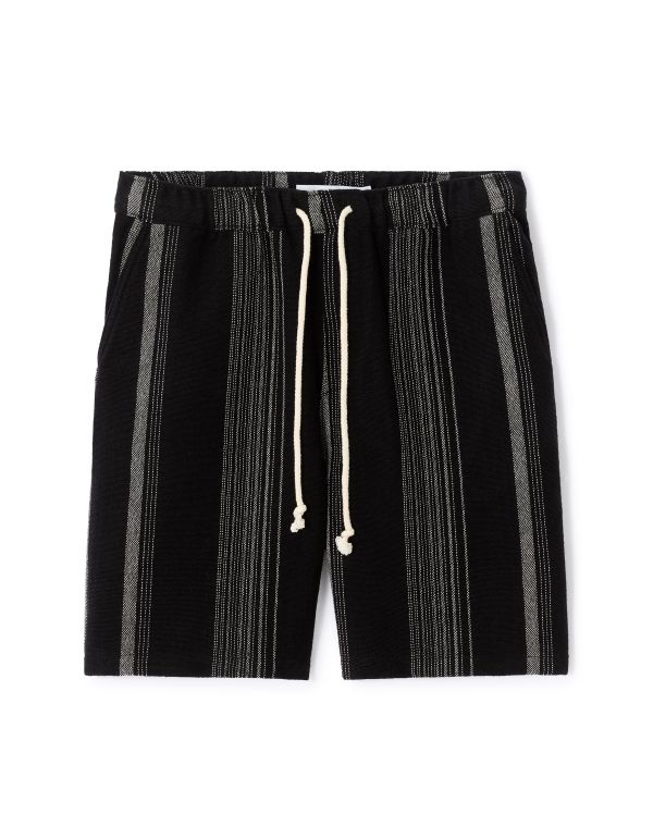 Bermuda rayé coton mélangé - noir