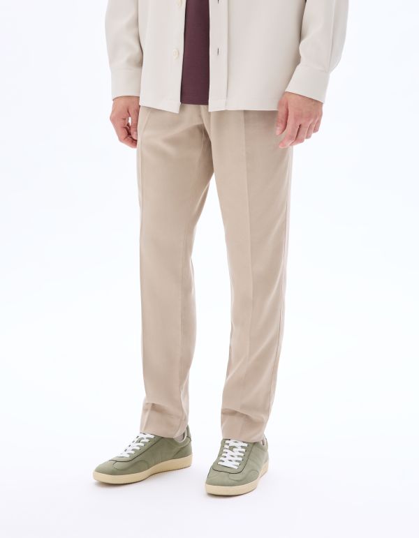 Pantalon chino straight TENCEL™ Lyocell - beige clair