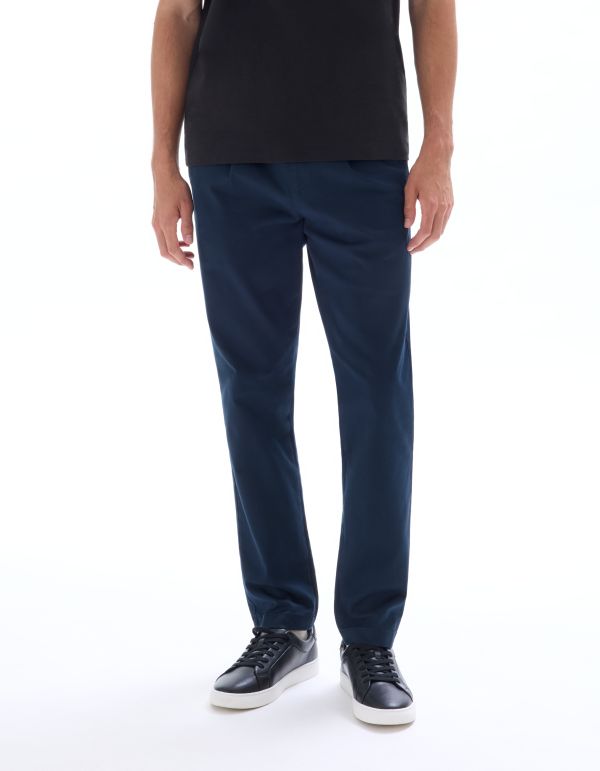 Pantalon 24H slim lyocell mélangé - marine