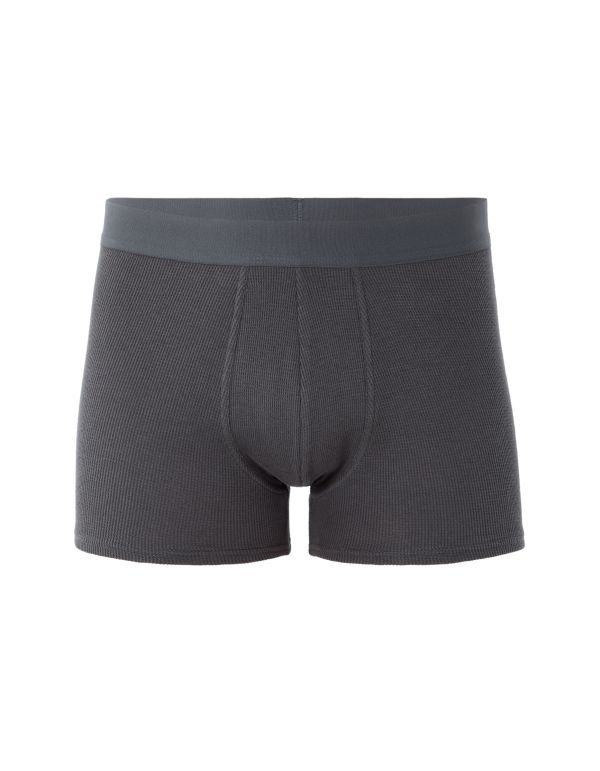 Boxer uni en coton stretch gaufré - gris foncé
