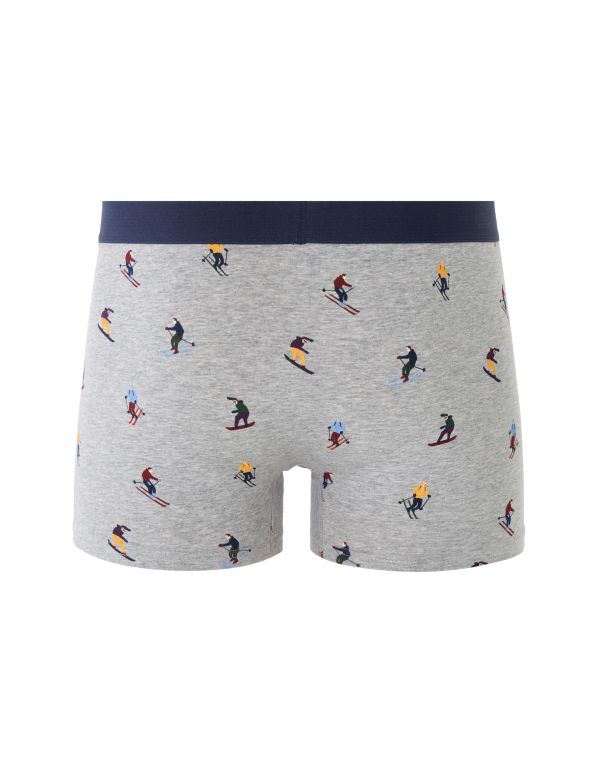 Boxer à motif ski - gris