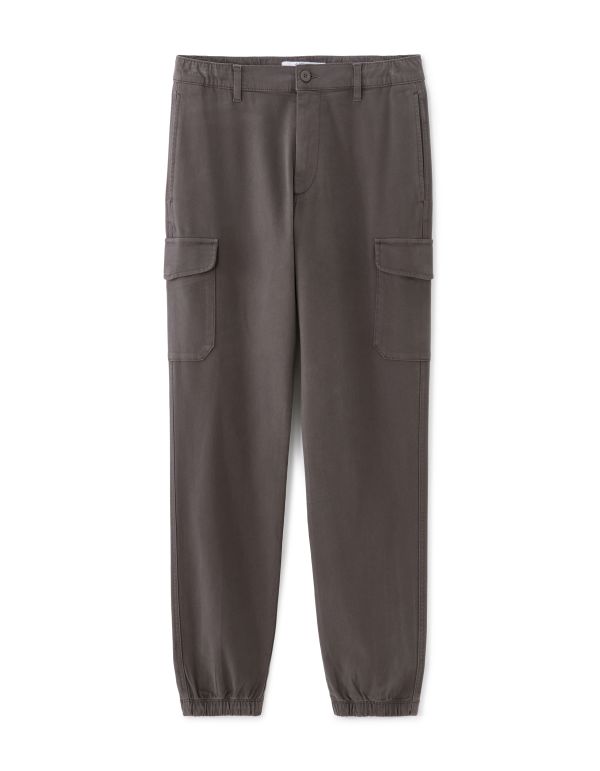 Pantalon cargo straight coton stretch - gris
