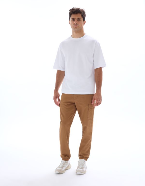 Pantalon cargo straight coton stretch - caramel
