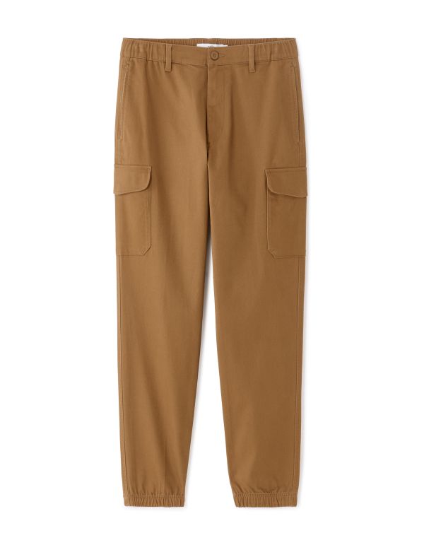 Pantalon cargo straight coton stretch - caramel