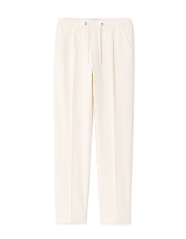 Pantalon slim coton lin stretch - écru