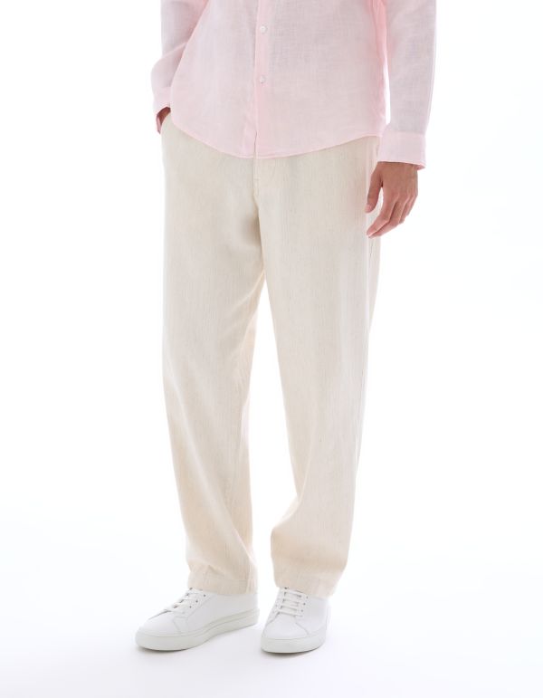 Pantalon straight jacquard - écru