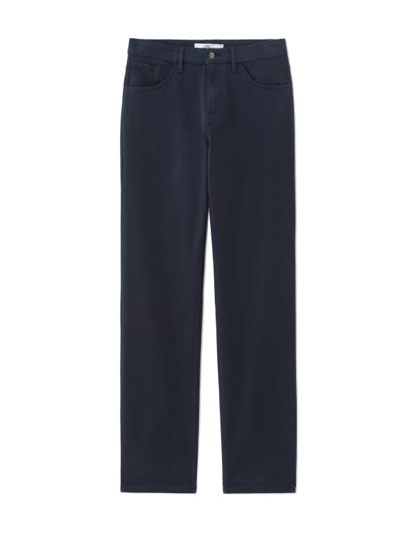 Pantalon 5 poches straight coton stretch - marine