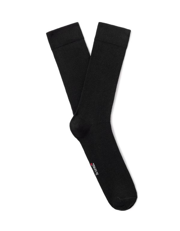 Chaussettes hautes en coton stretch piqué - noir