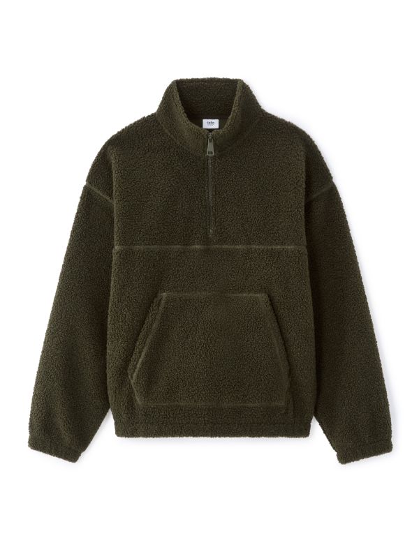 Sweat oversize en polaire - kaki