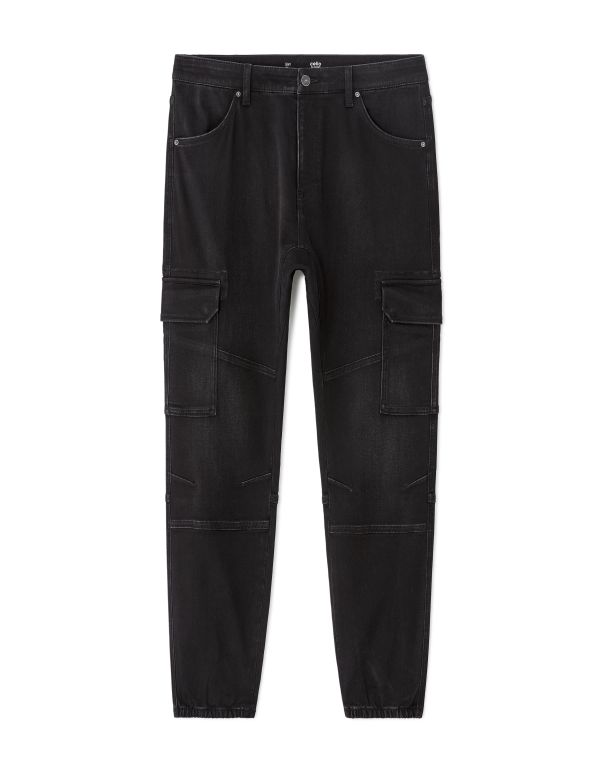 Jean cargo slim coton stretch - noir