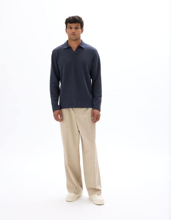 Polo regular manches longues en jersey - encre