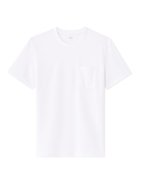 T-shirt regular col rond 100% coton piqué stretch - blanc