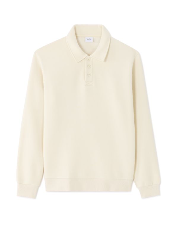 Sweat regular col polo - beige