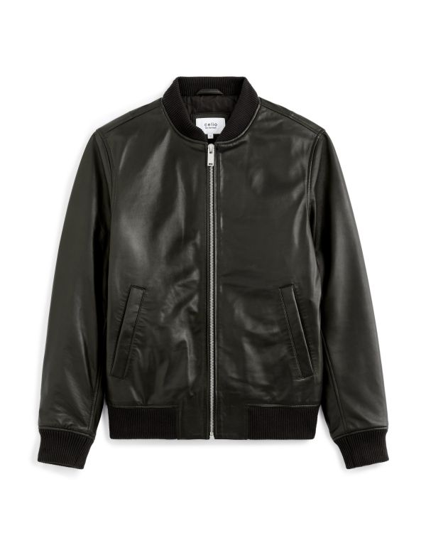 Bomber en cuir - noir