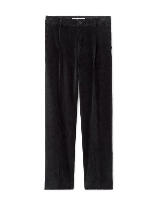 Pantalon chino straight en velour - noir