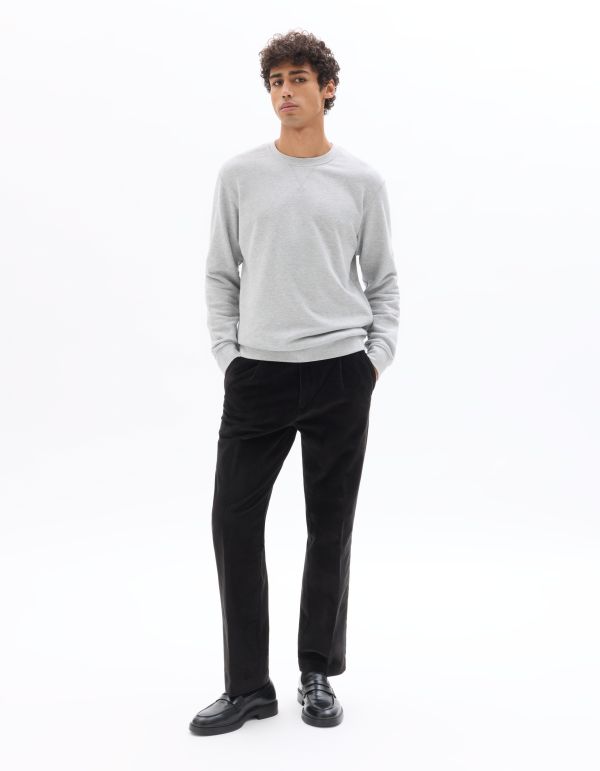 Pantalon chino straight en velour - noir