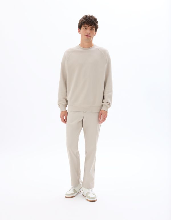 Sweat oversize Col rond en piqué - beige