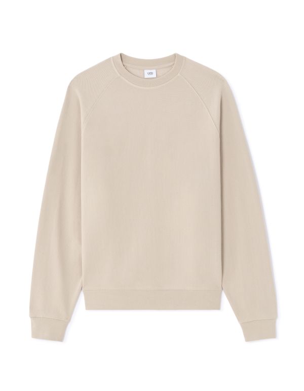Sweat oversize Col rond en piqué - beige