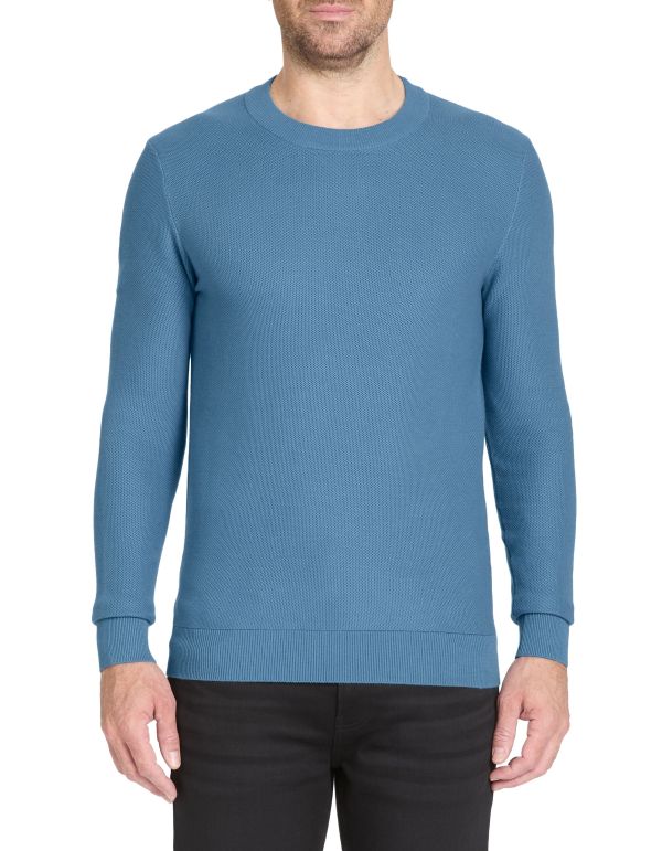 Pull col rond 100% coton - bleu