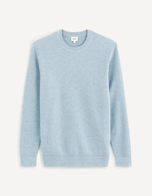 Pull col rond 100% coton - bleu