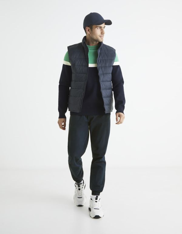 Pull col rond color block coton mélangé