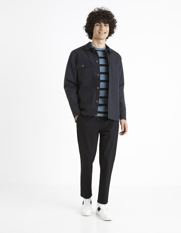 T-shirt col rond 100% coton à rayures - bleu