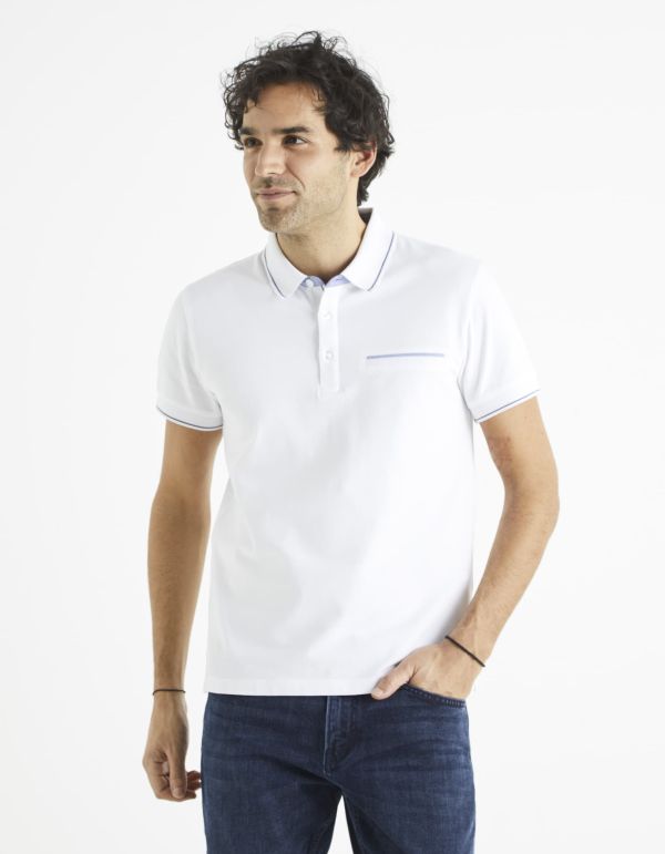 Polo piqué col chemise coton mélangé