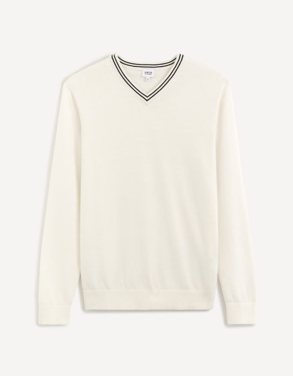 Pull col V 100% coton