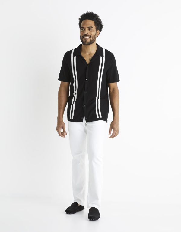 Chemise manches courtes en maille rayée